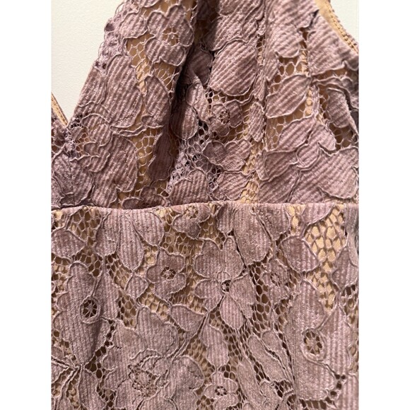 Free People Dangerous Love Mini Dress 12 Lilac Nude Floral Lace Large Purple - Picture 3 of 7